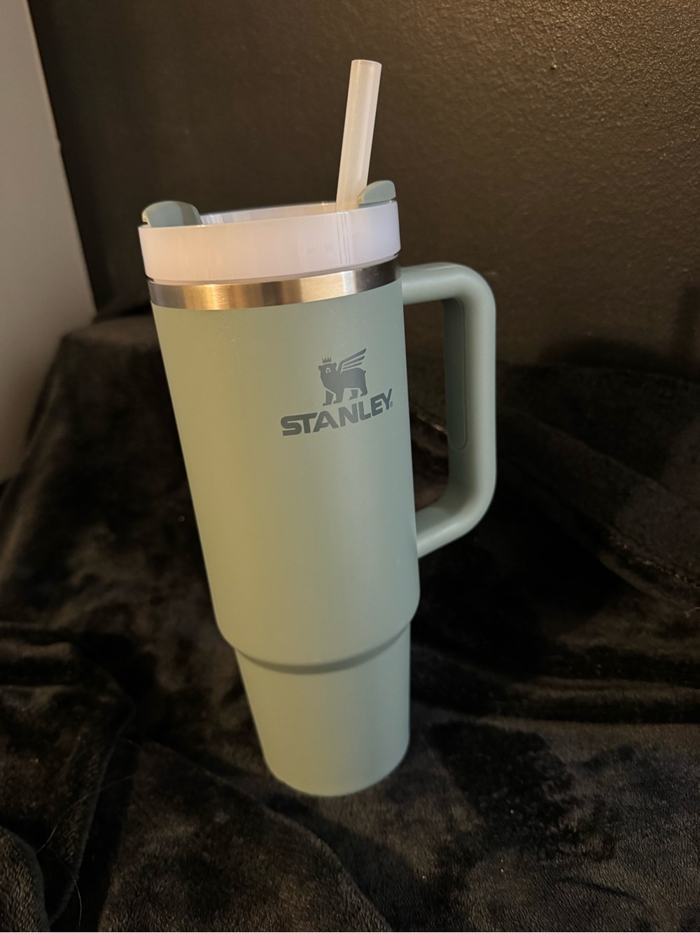 Stanley Sage Green Insulated Travel Tumbler with Handle and Straw Lid